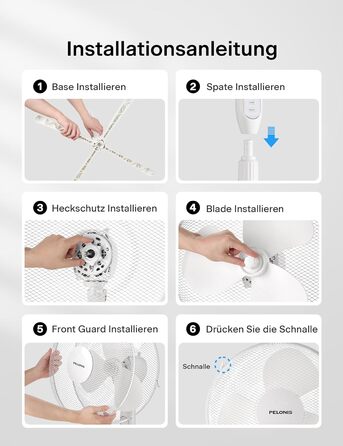 П'єдестальний вентилятор Pelonis, 16-дюймовий вентилятор безшумний з пультом дистанційного керування, регульований по висоті, 3 ре