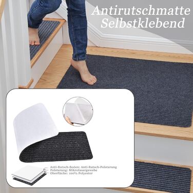 Набір із 15 килимків для сходів, самоклеючі протиковзкі килимки для сходів для використання всередині приміщень, килимок для сходів 6020 см, нековзний килимок для дітей, людей похилого віку та домашніх тварин (хакі)