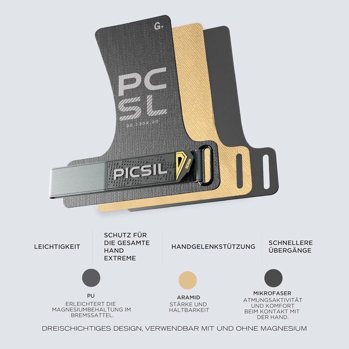 Рукоятки PICSIL Heron захист рук з арамідного волокна, для використання з крейдою або без неї, для WOD, крос-тренінгу, калістеніки, фітнесу, включаючи футляр та бинти Moonless G