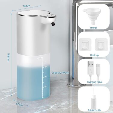 Автоматичний настінний дозатор мила AIBISTAR, індуктивний безконтактний дозатор рідини на 400 мл, регульований перемикач на 4 пере