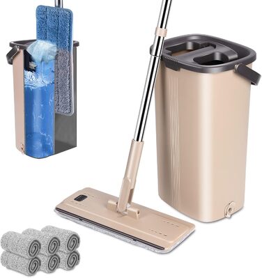 Набір швабр Midyb з відром, швабра для підлоги та відро з 6-ма насадками для вологого та сухого прибирання, швабри з мікрофібри дл