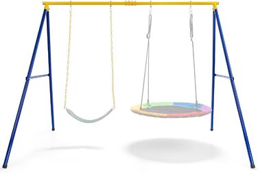 Рама для гойдалок COSTWAY, рама для гойдалок з металу з вантажопідйомністю до 300 кг, рама для гойдалок з анкером для заземлення,