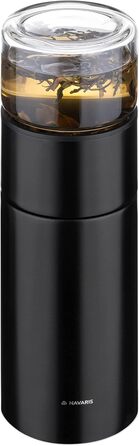 Чайна пляшка Navaris з нержавіючої сталі та скла з ситечком - пляшка для чаю 300 мл, чайник на винос - кухоль для чаю, пляшка для пиття, чайник для заварювання чаю з боросилікатного скла