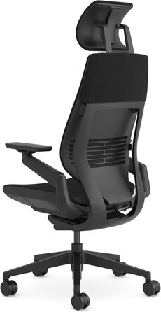 Ергономічне офісне крісло Steelcase Gesture з підлокітниками на 360, 3D-функцією поперекової підтримки Live Back, регульованим підголівником, чорне, 66 x 62,5 x 107 см