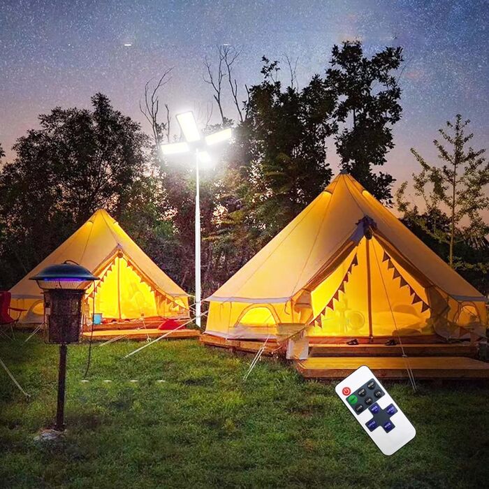 Світлодіодний прожектор Wiltec Camping Lamp V2 115 Вт 11224 люмен з телескопічною стійкою та кронштейном з регулюванням висоти підключення до джерела живлення 12 В для кемпінгу, активного відпочинку, будівельних майданчиків та надзвичайних ситуацій