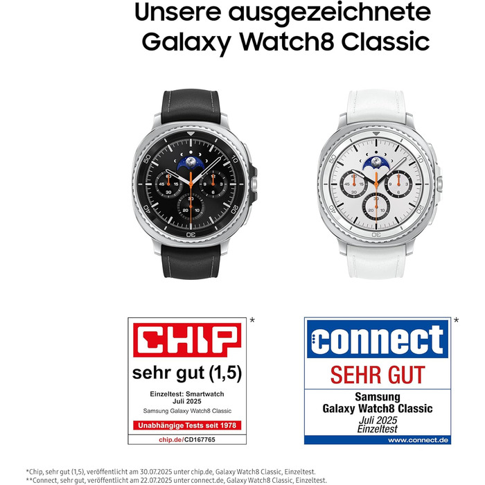 Розумний годинник Samsung Galaxy Watch8 Classic, фітнес-годинник та фітнес-трекер, гібридний ремінець та носимий дисплей, обертовий безель, 64 ГБ пам&39яті, 46 мм, Bluetooth, чорний, 3-річна гарантія виробника