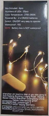 Мікро світлодіодних гірлянд з батарейкою CR2032 на сріблястому дроті довжиною 2 метри для вечірки, саду, Різдва, Хеллоуїна, весілл