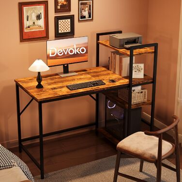 Комп'ютерний стіл Devoko 120 см з реверсивною полицею, стіл з 4-шаровим сховищем Ідеальний навчальний комп'ютерний стіл Стіл для н