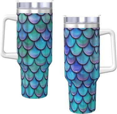 Велика кружка з ручкою для щоденного використання, кружка Eisbully, гаряча/холодна, пляшка для дорожньої кави, дизайн русалки, бірюзовий колір