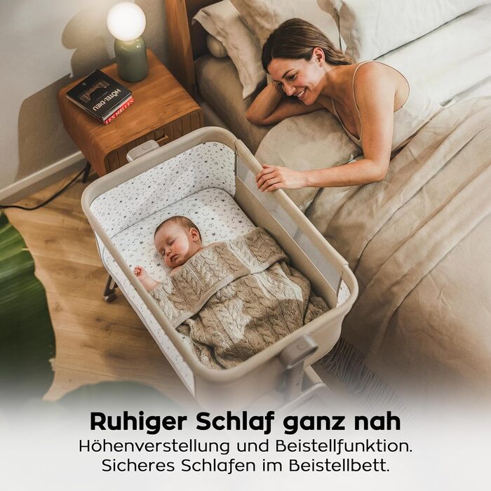 Дитяче ліжечко TULANO Dream 50 3-в-1 з колесами - Дитяче ліжко - Дорожнє ліжечко з матрацом - Регульована висота - Відкидна спальна поверхня - З москітною сіткою та кошиком для зберігання - Бежевий