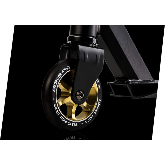 Трюковий самокат SOKE Stunt Scooter PRO з підшипниками ABEC 9 для дорослих та дітей, Freestyle Cityroller, чорно-золотий, навантаження до 100 кг