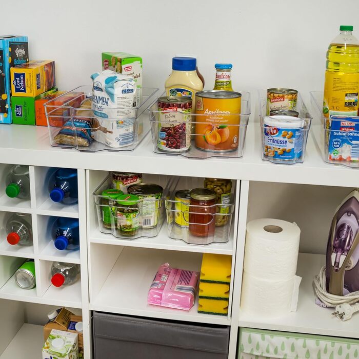 Органайзер для холодильника 37x23x14,5 см Прозорий з ручкою - Акрилова коробка для зберігання Організатор для холодильника Коробка для холодильника без BPA Комори Шафа для зберігання Прозора кухонна шафа Коробка 6 коробок, 6 шт.