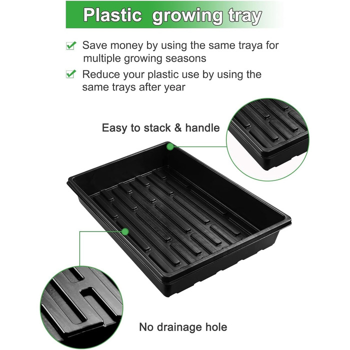 Горщики для розсади 9 см з лотком для розсади (без отворів) 4 лотки для посадки з 50 горщиками для розсади, для підвіконь та теплиць, для пророщування рослин, мікрозелені, гідропонного вирощування, 50 шт. білого пластику 9 см та лоток