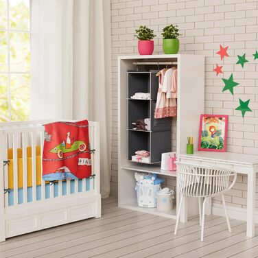 Підвісна полиця-органайзер для шафи Міцний органайзер для гардеробу Підвісна система зберігання з панелями МДФ та посиленим бамбуковим стрижнем 3 відділення сірого кольору