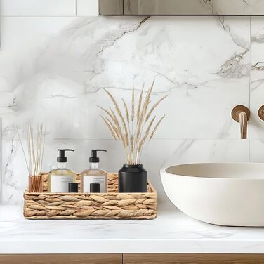 Набір із 3 підносів для зберігання, сплетених з водяного гіацинта та морської трави, квадратні декоративні підноси для подачі, кошики для зберігання ручної роботи з водяного гіацинта для вітальні, їдальні та ванної кімнати, кухні