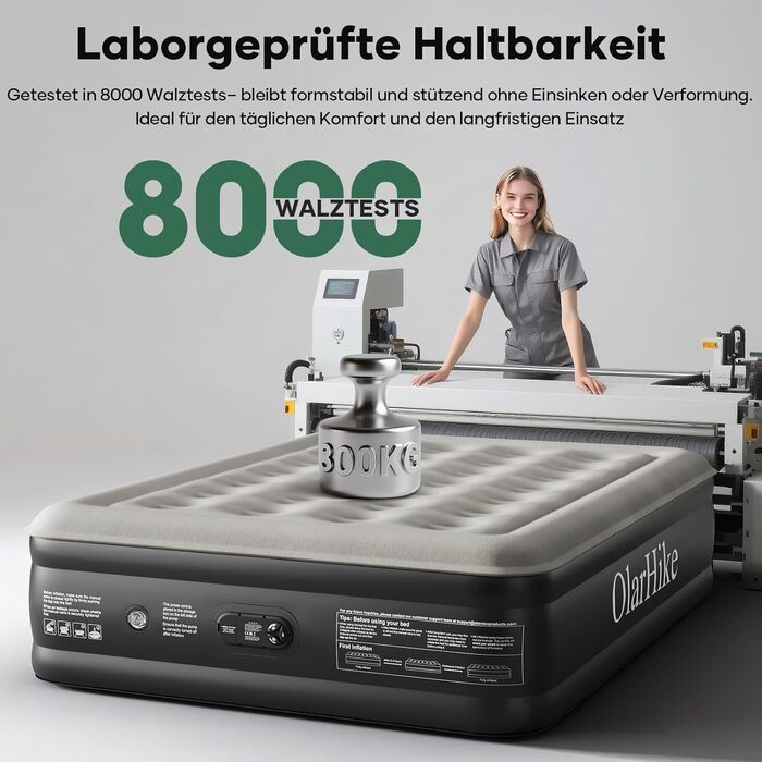 Самонадувальний надувний матрац OlarHike, гостьове ліжко, надувний матрац, намет-диван, двомісний надувний матрац, самонадувальний надувний матрац для кемпінгу або домашнього використання - 200 x 140 x 46 см стандартна висота 46 см чорний, компактний, 2 о