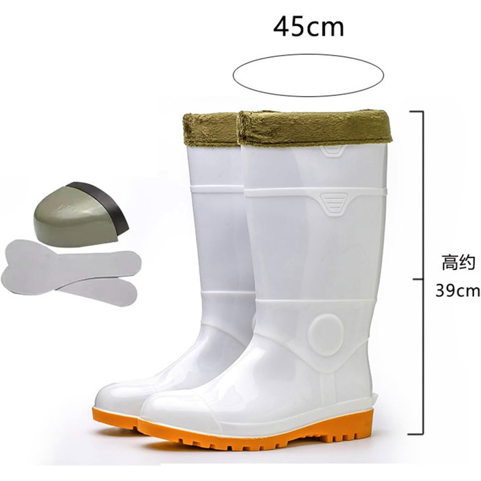 Чоловічі лабораторні гумові чоботи, з теплою підкладкою, високі гумові чоботи до коліна, термоізоляція, вуличні чоботи без шнурівки для риболовлі, полювання та садівництва, нековзні водонепроникні гумові чоботи, Z, 39 1/3 EU