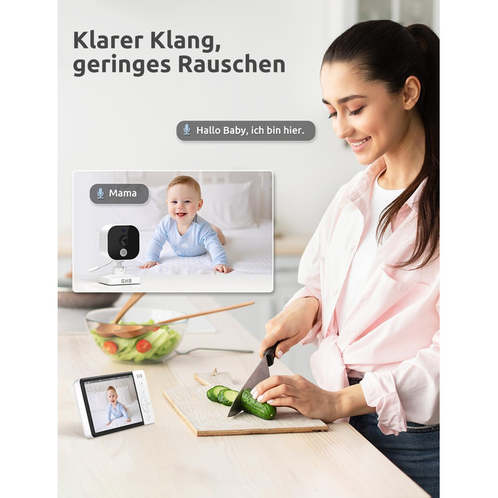 Монітор для дітей з камерою 5 дюймів 720P HD 5000mAh IPS Дисплей Режим VOX Цифрове збільшення Нічне бачення Домофон Дисплей темпер