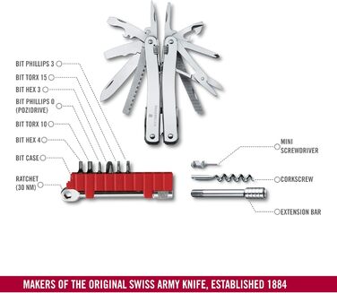 Багатофункціональний інструмент VICTORINOX Swiss Tool Spirit X Plus Ratchet, 36 функцій, швейцарського виробництва, мультитул з фі