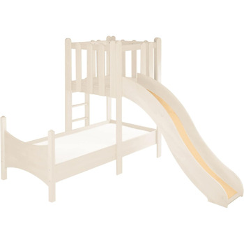 Дитяче ігрове ліжко-будиночок BioKinder дерев'яне ліжко з вежею і гіркою Ной з сертифікованого масиву сосни натурального білого ко