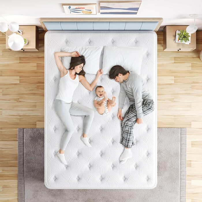 Матрац TeQsli з гелевим пружинним покриттям 140x200 см Висота 25 см Гелевий пружинний матрац з піною з ефектом пам&39яті для зняття тиску, ортопедичний та ергономічний 9-зонний матрац, сертифікований H3, Oeko-Tex та CertiPUR 25 см 140x200x25 см