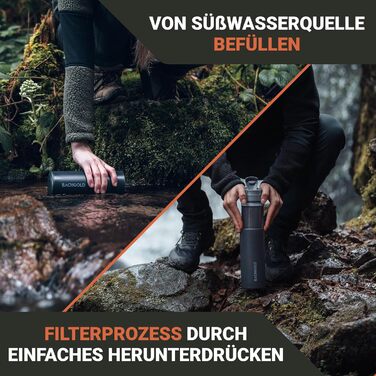 Професійна пляшка з фільтром для води Bachgold 650 мл з обємом фільтра 1500 л I видаляє 99,99 усіх бактерій і фільтрує віруси, частки та важкі метали I Затемнює та захищає від криз