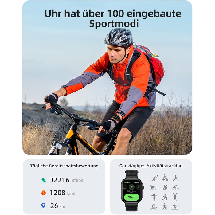 Розумний годинник Parsonver для чоловіків та жінок із функцією телефону, фітнес-годинник із GPS, водонепроникність 3 атм для плавання, фітнес-годинник із понад 100 спортивними режимами, серцебиттям, сном, для Android/iOS, чорний