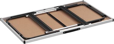 Туристичний стіл, алюмінієвий розкладний стіл, регульована висота, 100x60x73-94 см, розкладний стіл для пікніка, стільниця з МДФ, дуб, 100 x 60 см