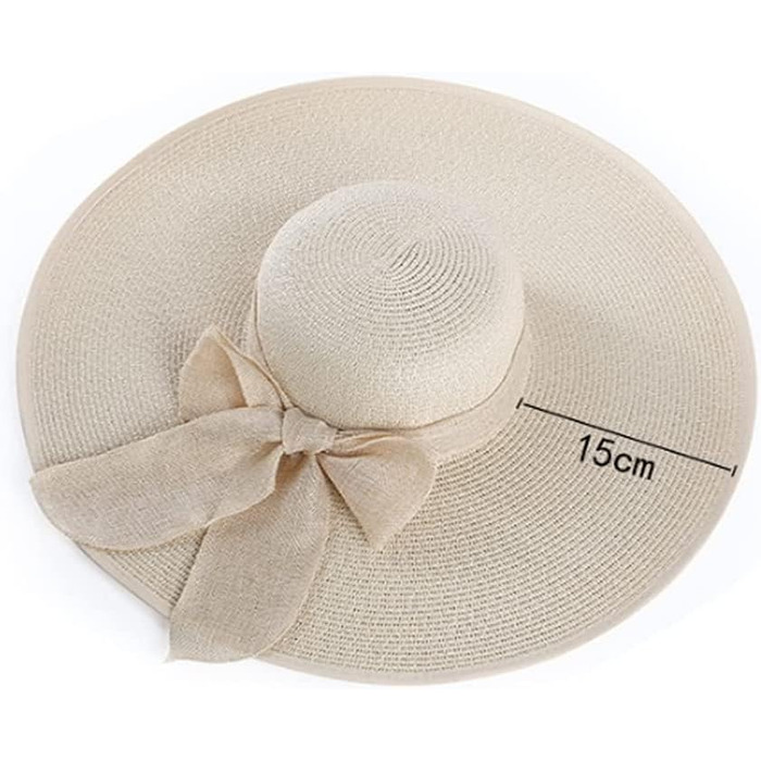 Жіночий складаний сонцезахисний капелюх із широкими полями, солом&39яний, фактор захисту від ультрафіолету 50, колір 02, колір слонова кістка