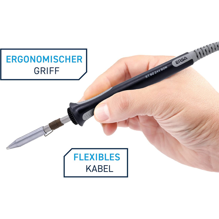 Цифрова паяльна станція потужністю 80 Вт з регульованою температурою 150 - 450 C, включаючи паяльний наконечник 2,2 мм долотоподіб