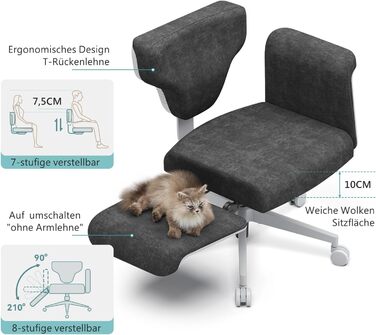 Офісне крісло Newtral FX-FB з підлокітниками/без них, регульоване, крісло зі схрещеними ніжками, крісло для туалетного столика з колесами, письмове крісло, обертове офісне крісло для дому (Freedom-X FB, чорний) Чорний FREEDOM-X FB