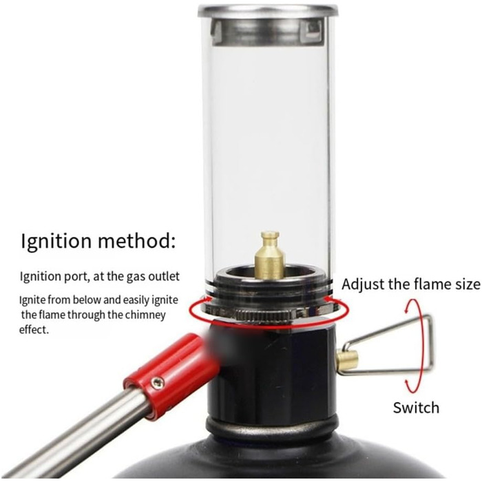 Ліхтар, паливні ліхтарі, газовий ліхтар для міні-кемпінгового ліхтаря, термостійке скло, чорний газовий ліхтар