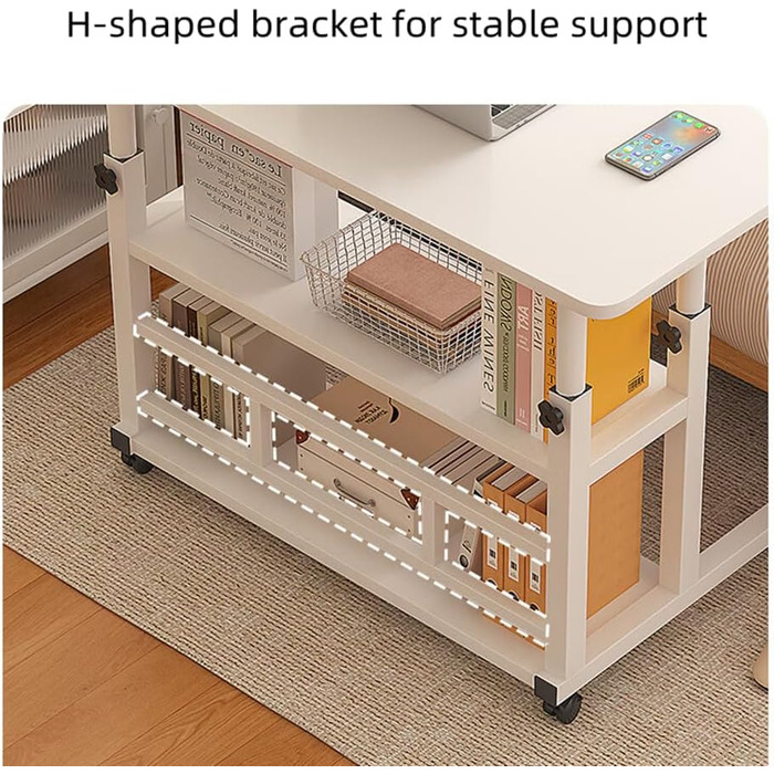 Мобільний комп&39ютерний стіл, портативний офісний стіл на колесах, стіл з регульованою висотою, офісний стіл для студентів та працівників, 80x40x60-90 см (чорний)