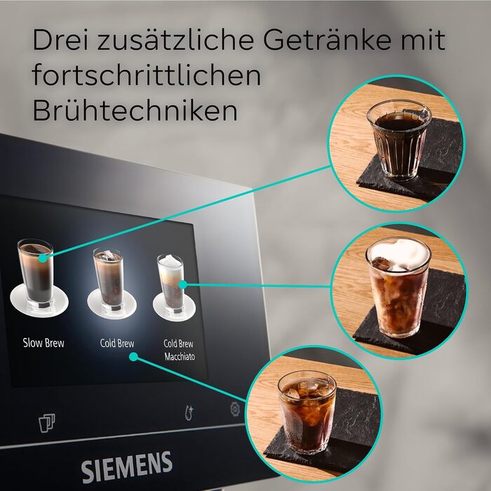 Кавомашина Siemens EQ700 classic кольоровий TFT-дисплей, 36 гарячих та холодних напоїв, Cold Brew, 10 фаворитів, функція 2-х чашок, керування через додаток, автоочищення, срібляста, TP715E17
