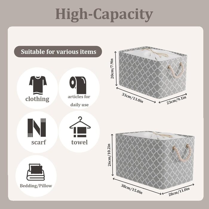 Коробка для зберігання OUTBROS 33 x 23 x 20 см Кошик для зберігання з тканини зі шнурком і ручкою, складні коробки для зберігання (ліхтар/сірий, 3 шт.) Ліхтар/сірий M (3 шт.)