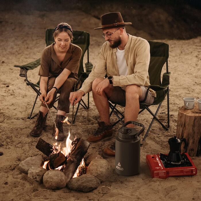 Пляшка для води Arslo 1 галон, великий ізольований глечик для води з ручкою, пляшка для води з нержавіючої сталі 1 літр, чорна, гл