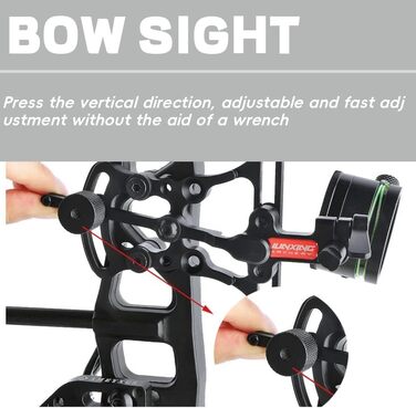 Приціл для лука зі скловолокна з одним штифтом 0,019 фута мікрорегульований, швидковстановлюваний без інструментів з підсвічуванням для складних луків