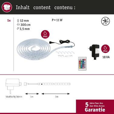 Світлодіодна стрічка SimpLED Outdoor 3m IP65 24 світлодіоди/м RGB в т.ч. 8,5 Вт з регулюванням яскравості Стрічка Прозорий пластик, 78891