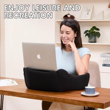 Подушка для читання на коліна, подушка для ноутбука, м&39який стіл для колін, ігрова подушка для читання, роботи, гри в ліжку, на дивані, в машині (чорна)