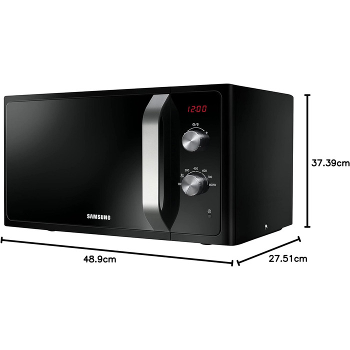 Мікрохвильова піч Samsung MS23F300EEK/ET, швидке та рівномірне розморожування, 23 л (800 Вт) одномісна