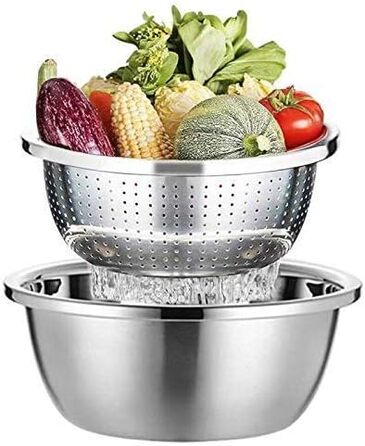 Сталеве ситечко, ситечко з нержавіючої сталі, металеве ситечко та миски, сушарка з чашею, кухонне ситечко, сушарка для тіста, сала