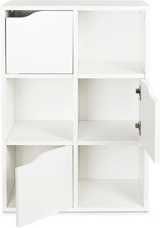 Книжкова шафа, Дитяча полиця, Полиця для іграшок, Дитяча гардеробна Біла книжкова шафа з 6 полицями, Рішення для зберігання Дитяча кімната, вітальня та офіс 59,5x29x89,5 см