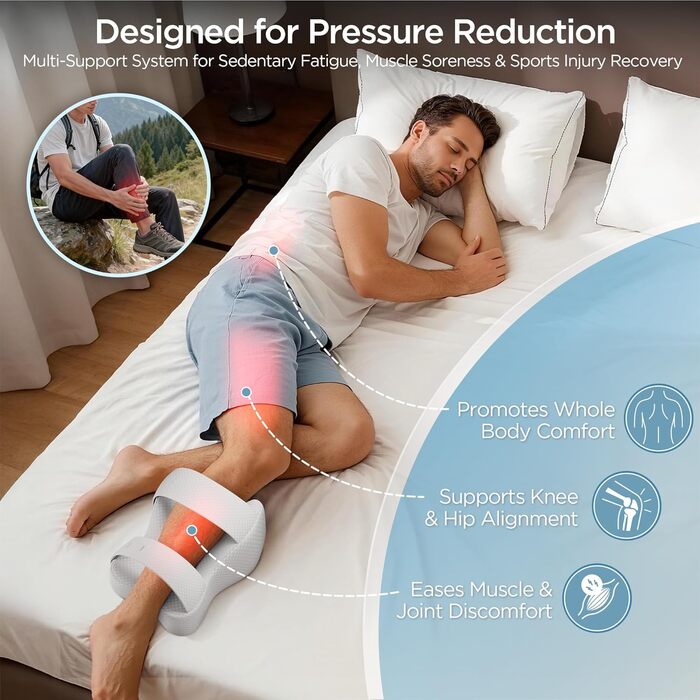 Подушка для колін для тих, хто спить на боці Ортопедична подушка для ніг для безболісного сну Ергономічна опорна подушка з в&39язкопружної піни з ефектом пам&39яті Дихаючий чохол (білий)