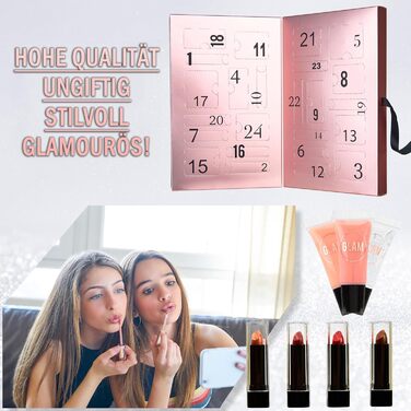 Різдвяний календар KreativeKraft на 2025 рік для жінок, підлітків та дівчат - набір засобів догляду за шкірою, краси та макіяжу - різдвяний календар, ідея подарунка для макіяжу (рожевий)