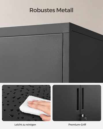 Шафа для документів, Багатоцільова шафа, Офічна шафа з 2 дверима, Шафа, що замикається, Сталева шафа для зберігання, Для кабінету, Вітальня, Матовий чорний OMC013B01 80W см Матовий чорний