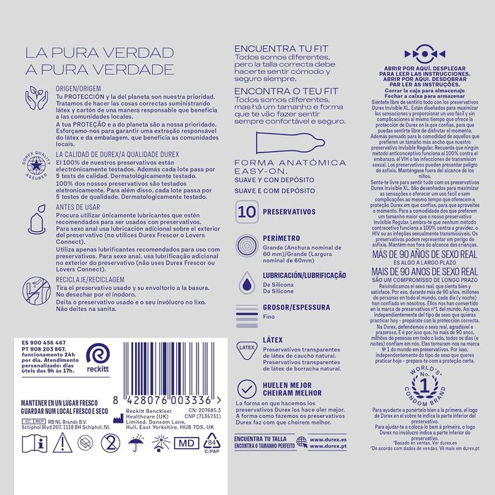 Презервативи Durex Invisible XL, ультратонкі, 57 мм, 10 шт