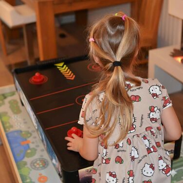 Стіл для аерохокею для дітей віком від 6 років, гра в аерохокей для столів з вентилятором/двигуном, стільниця для аерохокею для 2 гравців, включаючи 4 шт. овхачі, 4 шайби, лічильник рахунків, режим нульової гравітації 102x52x20 см