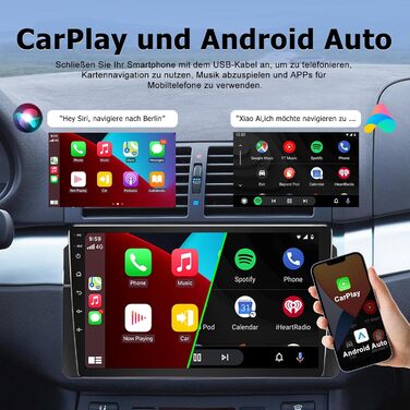 Автомобільне радіо Android 464 ГБ для BMW 3 серії E46 1999-2005 з бездротовим Carplay Android Auto 9-дюймовий GPS-навігатор для автомобіля BMW E46 Радіо Bluetooth WiFi DSP SWC