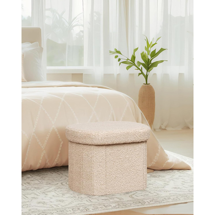Лавка для зберігання Bonlife, Складана скриня для зберігання, Пуф для ніг, Love, для спальні, вітальні, коридору, Бежевий, 41 x 31 x 31 см (Бежевий 41Г x 31Ш x 31В см)