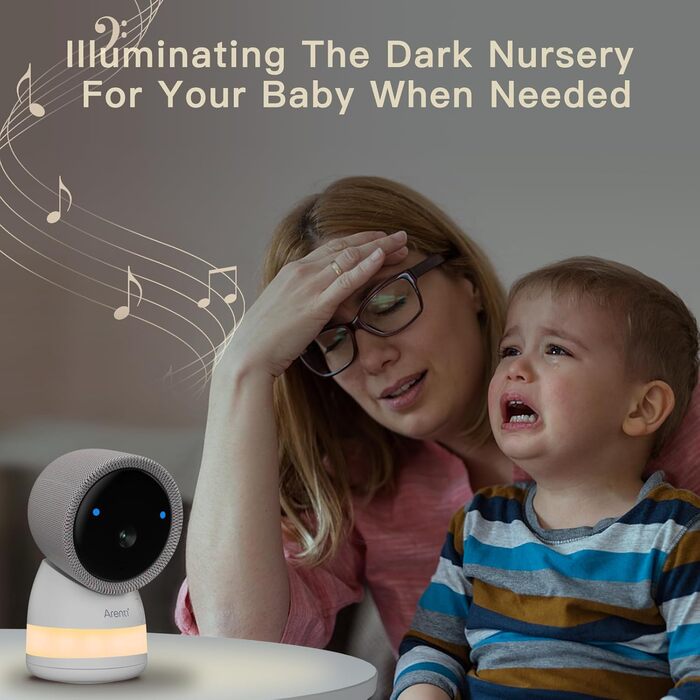 Монітор ARENTI з камерою 2K/3MP, 5 дюймів Wi-Fi Відеоняня PTZ 355, ІЧ нічне бачення, нічне світло, колискові, відображення темпера